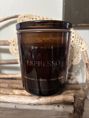 DW Home Espresso Dark Roast Sweet Cream Jar Candle Brown Glass